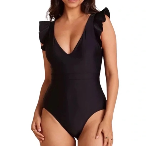 Summersalt The Ruffle Backflip One Piece Swimsuit Black Women's Size 6 - Picture 12 of 13